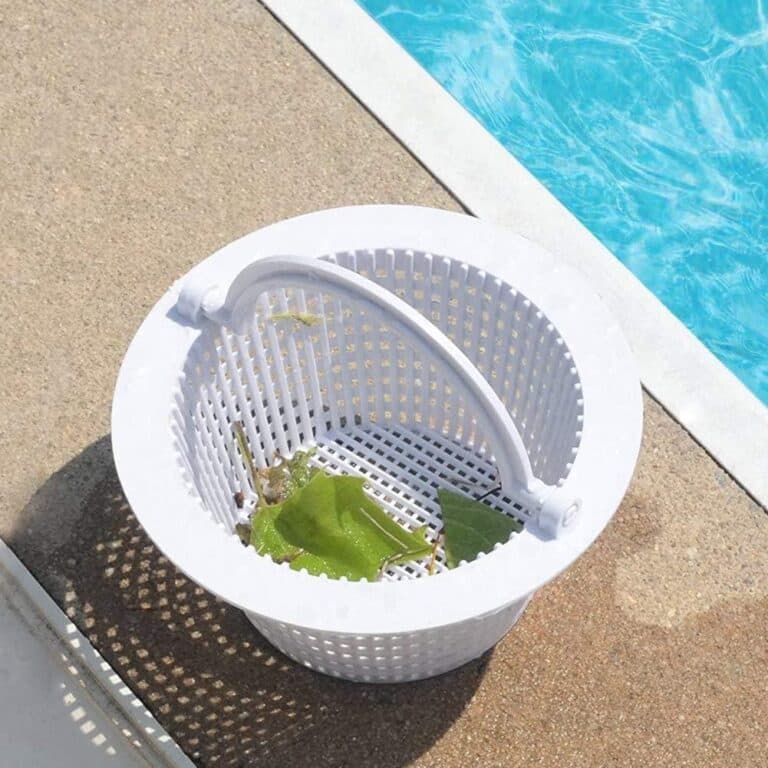 Pool skimmer basket during maintenance
